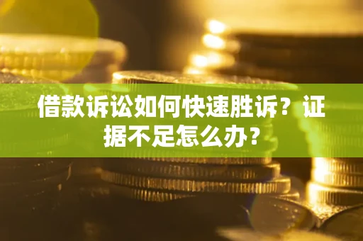 武汉借款诉讼如何快速胜诉？证据不足怎么办？